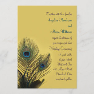 Elegant Peacock Wedding Invitation (yellow)