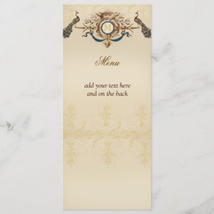 Elegant Peacock Wedding Menu Cards