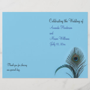 Elegant Peacock Wedding Program (turquoise)