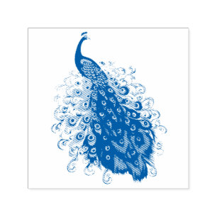 Elegant Peacock with Elaborately Detailed Tail Self-inking Stamp