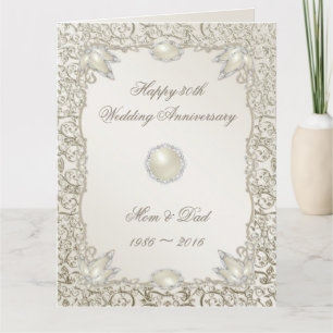 Elegant Pearl 30th Wedding Anniversary 8.5 X 11 Card