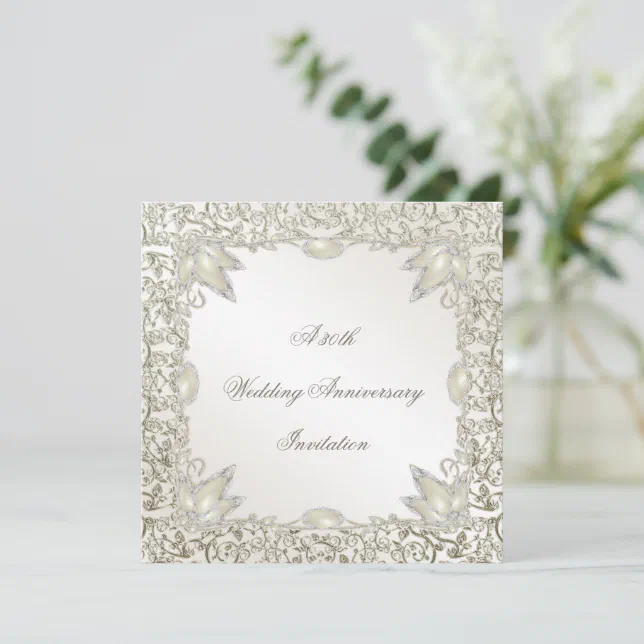 Elegant Pearl 30th Wedding Anniversary Invitation | Zazzle
