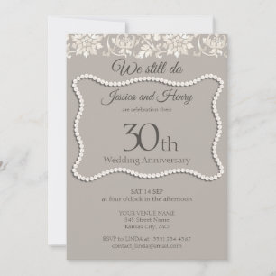 Elegant Pearl 30th wedding anniversary Invitation