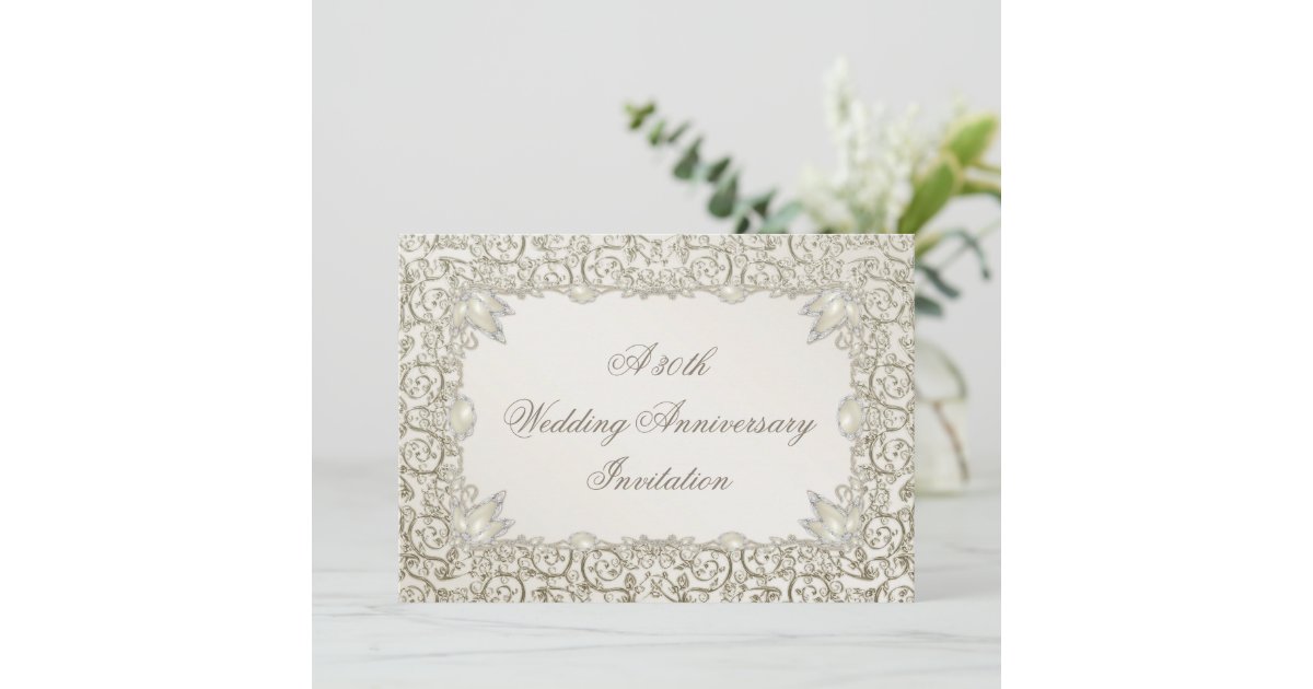 Elegant Pearl 30th Wedding Anniversary Invitation | Zazzle