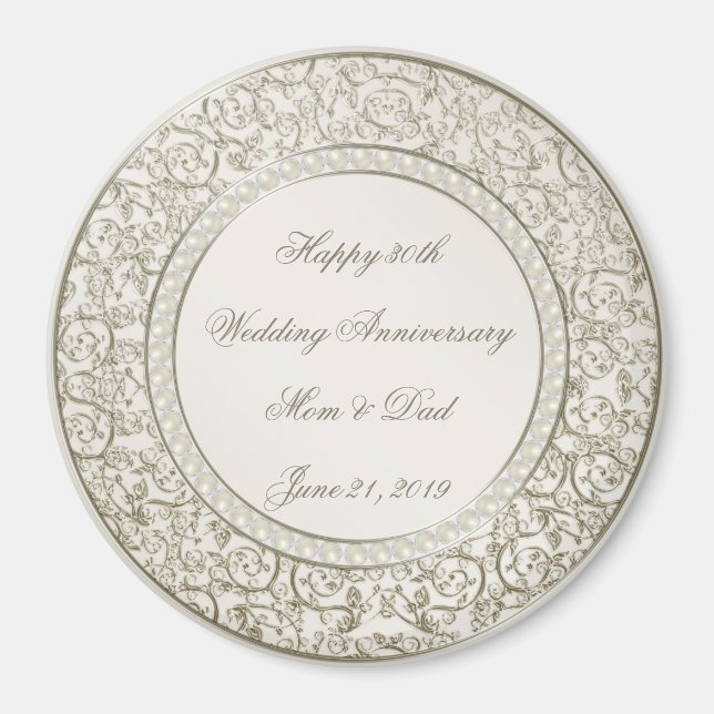 Elegant Pearl 30th Wedding Anniversary Magnet (Front)