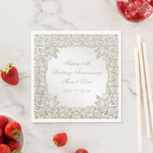 Elegant Pearl 30th Wedding Anniversary Napkin