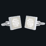 Elegant Pearl 30th Wedding Anniversary Silver Finish Cufflinks<br><div class="desc">A Digitalbcon Images Design featuring a satin pearl colour and flourish design theme with a variety of custom images, shapes, patterns, styles and fonts in this one-of-a-kind "Elegant Pearl 30th Wedding Anniversary" Coasters. This elegant and attractive design comes complete with customisable text lettering to suit your own special occasion. COMPLETE...</div>