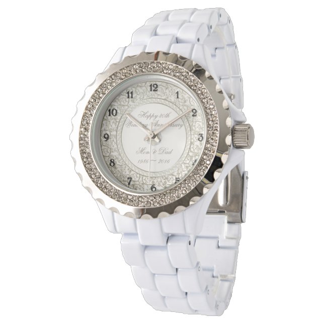 Elegant Pearl 30th Wedding Anniversary Watch (Angled)