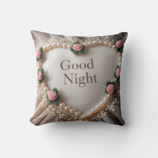Elegant Pearl and Floral Heart Cushion
