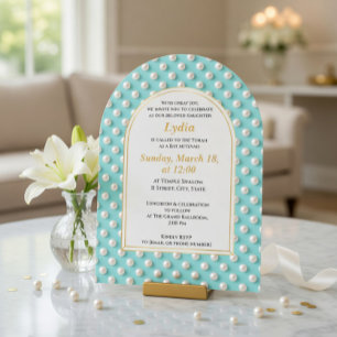 Elegant Pearl Bat Mitzvah Invitation