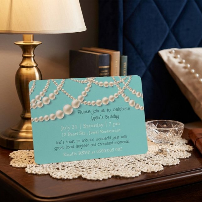 Elegant Pearl Birthday Dinner Invitation (Creator Uploaded)