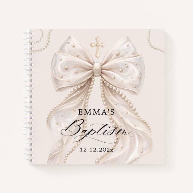 Elegant Pearl Bow Baby Girl  Notebook (Front)