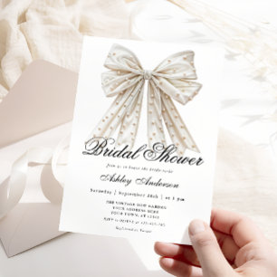 Elegant Pearl Bow Bridal Shower Invitation