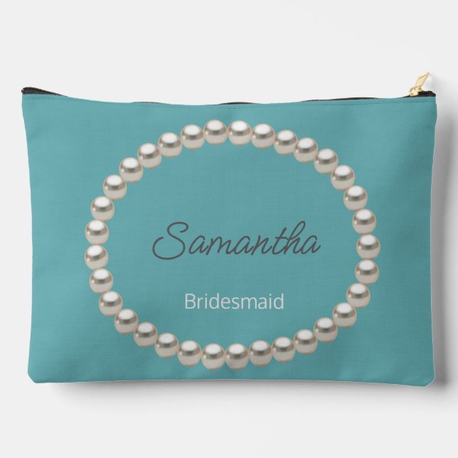Elegant Pearl Bridal Shower Blue Accessory Pouch (Back)
