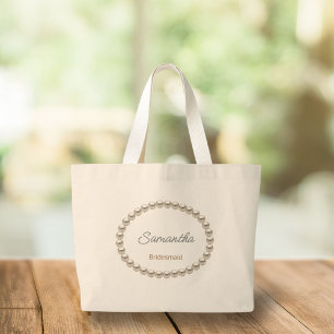 Elegant Pearl Bridal Shower Large Tote Bag