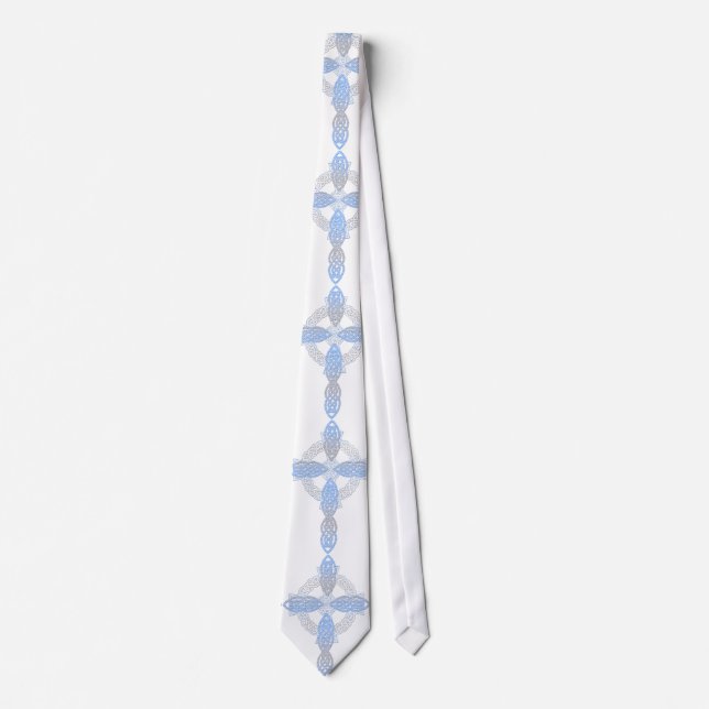 Elegant Pearl Celtic Cross Necktie (Front)