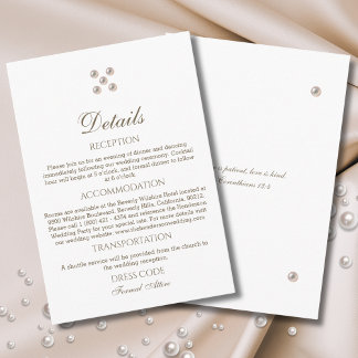 Elegant Pearl Christian Wedding Details Enclosure Card