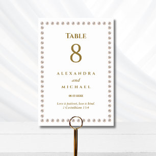 Elegant Pearl Christian Wedding Table Number