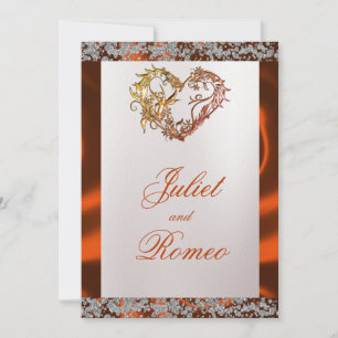 Elegant Pearl, Copper Ribbon & Sparkle Invitation