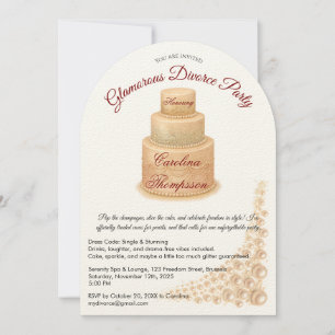 Elegant Pearl & Glitter Divorce Party Glamourous  Invitation