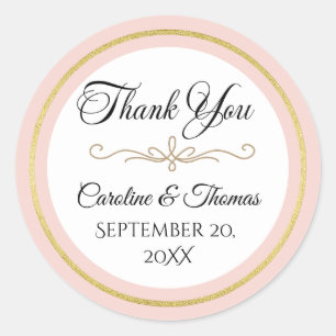 Elegant Pearl Gold Script Wedding Romantic Favours Classic Round Sticker