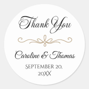Elegant Pearl Gold Script Wedding Romantic Pearls Classic Round Sticker
