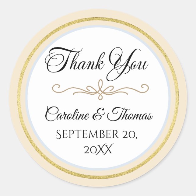 Elegant Pearl Gold Script Wedding Romantic Pearls Classic Round Sticker (Front)