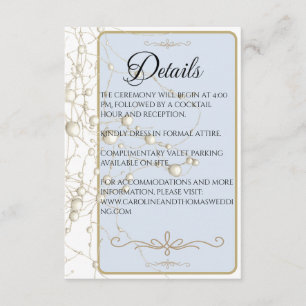 Elegant Pearl Gold Script Wedding Romantic Pearls Enclosure Card