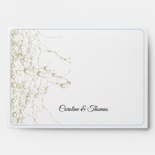 Elegant Pearl Gold Script Wedding Romantic Pearls Envelope