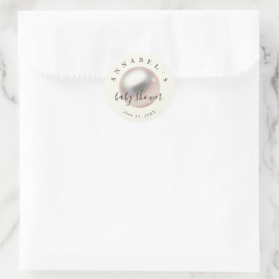 Elegant Pearl Little Treasure Chic Baby Shower Classic Round Sticker
