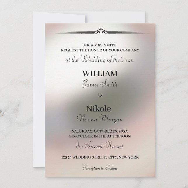 Elegant Pearl Minimalist Wedding Invitation (Front)