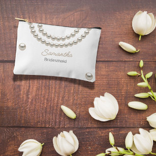 Elegant Pearl Necklace Bridal Shower  Accessory Pouch