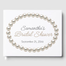 Elegant Pearl Necklace Bridal Shower Guest Book