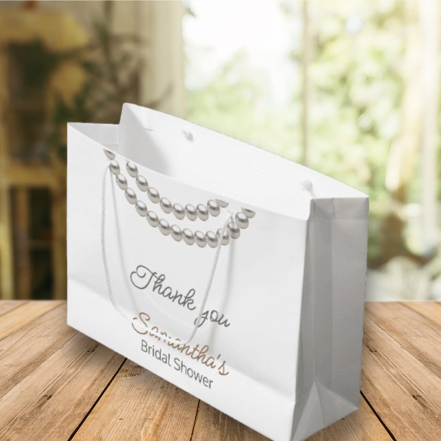 Elegant Pearl necklace Bridal Shower  Large Gift Bag (Creator Uploaded)