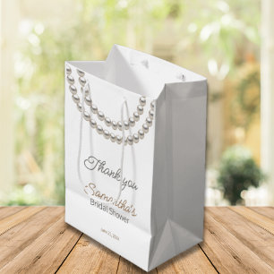 Elegant Pearl necklace Bridal Shower Medium Gift Bag