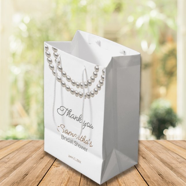 Elegant Pearl necklace Bridal Shower  Medium Gift Bag (Creator Uploaded)
