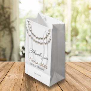 Elegant Pearl necklace Bridal Shower Small Gift Bag
