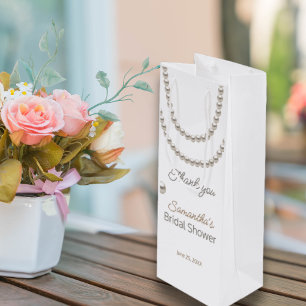 Elegant Pearl necklace Bridal Shower Wine Gift Bag