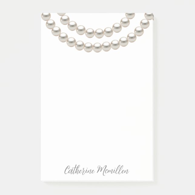 Elegant Pearl Necklace Post-it Notes (Front)