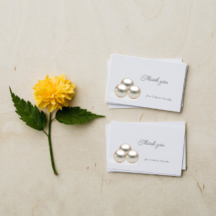Elegant Pearl Necklace Wedding Elegant  Thank You Card