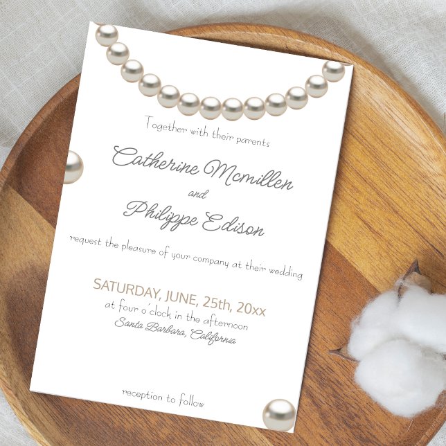 Elegant Pearl Necklace Wedding Invitation (1)