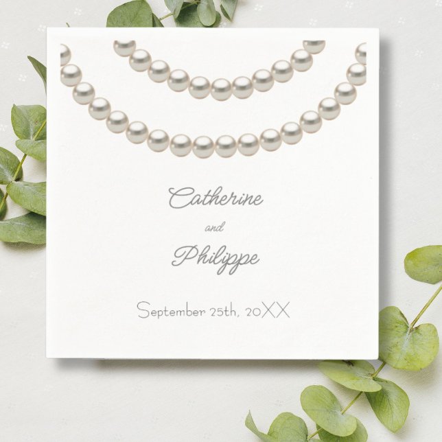 Elegant Pearl Necklace Wedding Napkin (Creator Uploaded)