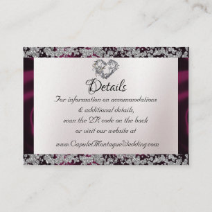 Elegant Pearl, Purple Ribbon & Sparkle QR Code Enclosure Card