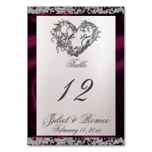 Elegant Pearl, Purple Ribbon & Sparkle Table Number