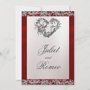 Elegant Pearl, Red Ribbon & Sparkle Invitation