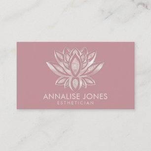 Elegant Pearl Rose Gold Glitter Lotus Flower  Business Card