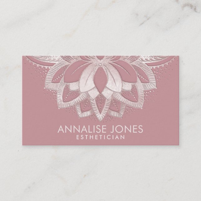 Elegant Pearl Rose Gold Lotus Flower  Business Card (Front)