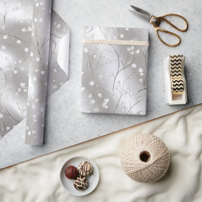 Elegant Pearl Silver Frost Shine Abstract Pattern Wrapping Paper (Crafts)