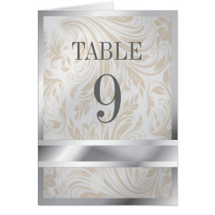 Elegant Pearl Silver Regal Wedding Table Number