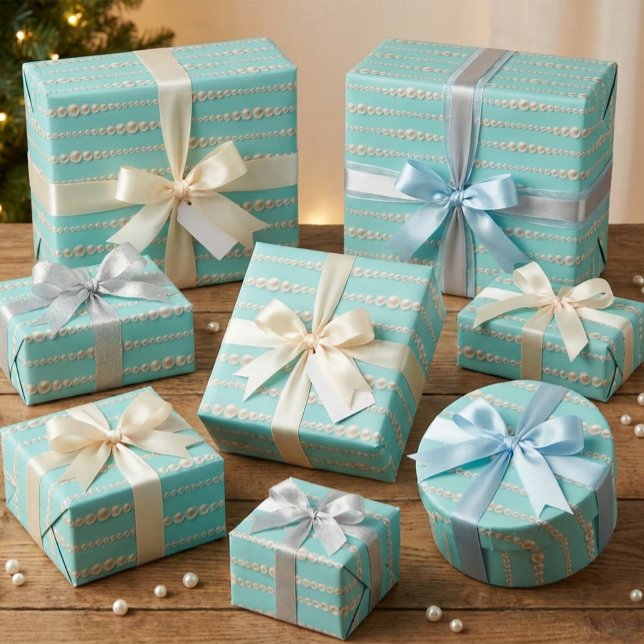 Elegant Pearl & Turquoise Wrapping Paper (Creator Uploaded)
